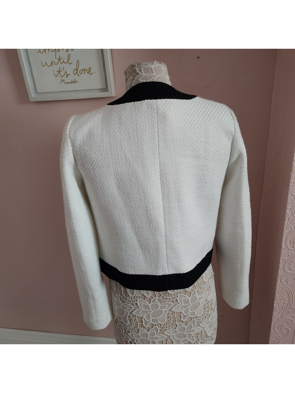 J.Crew Lady Jacket White Black Tweed Cropped Blazer Gold Buttons Women's - Picture 6 of 8